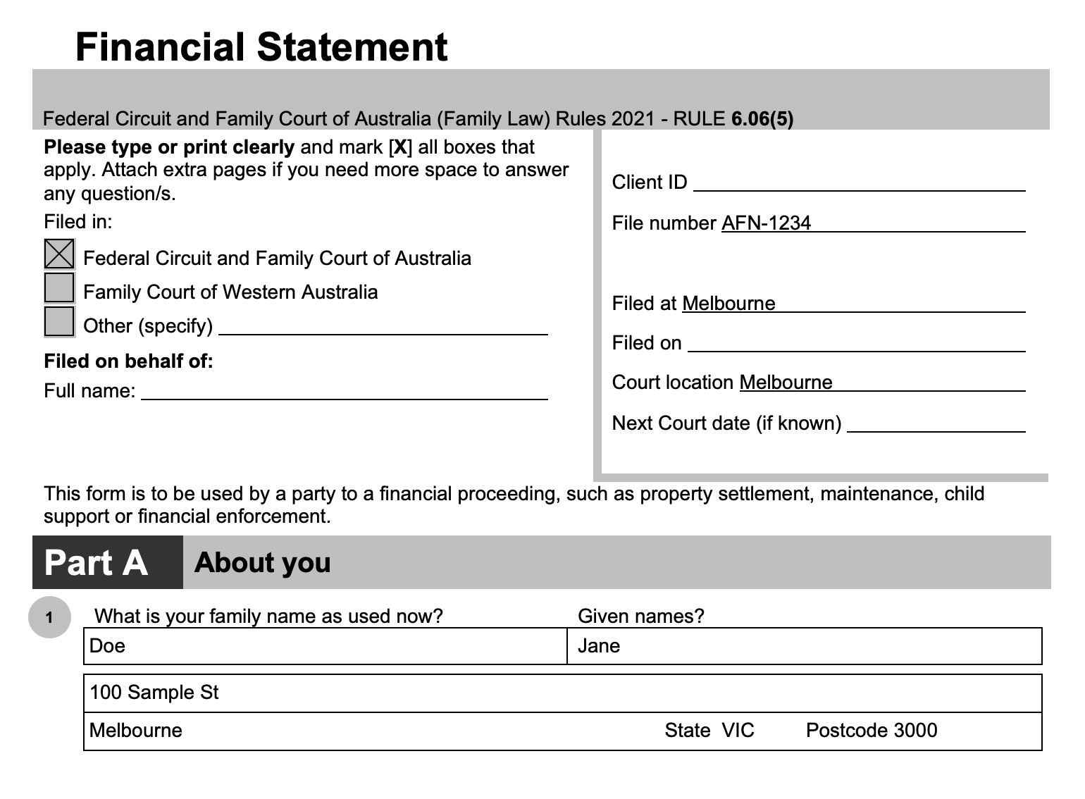 A screenshot of a form exported to Microsoft Word